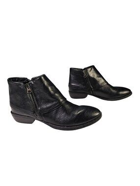 B.O.C. Ankle Boots Booties w/ Side Zip Women's Size 7M Black Faux Leather C17109